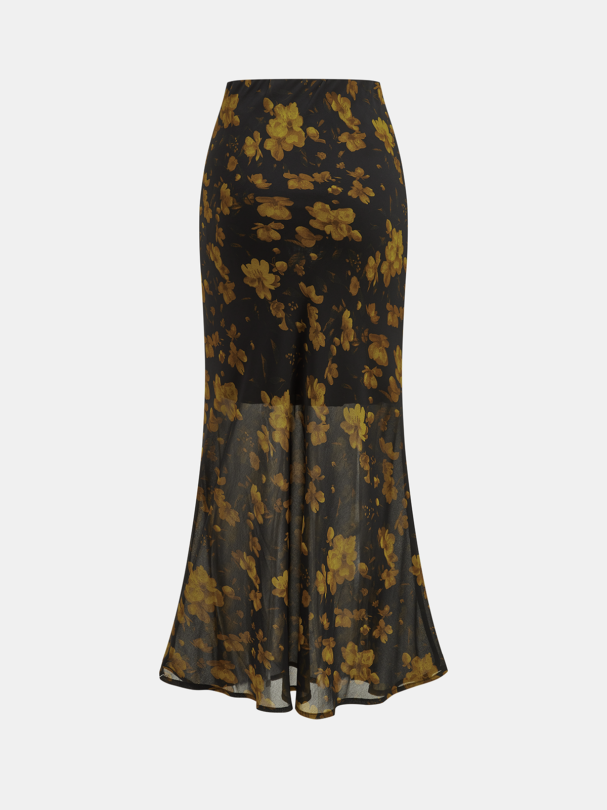 Semi Sheer Flower Mermaid Skirt