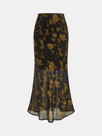 Semi Sheer Flower Mermaid Skirt