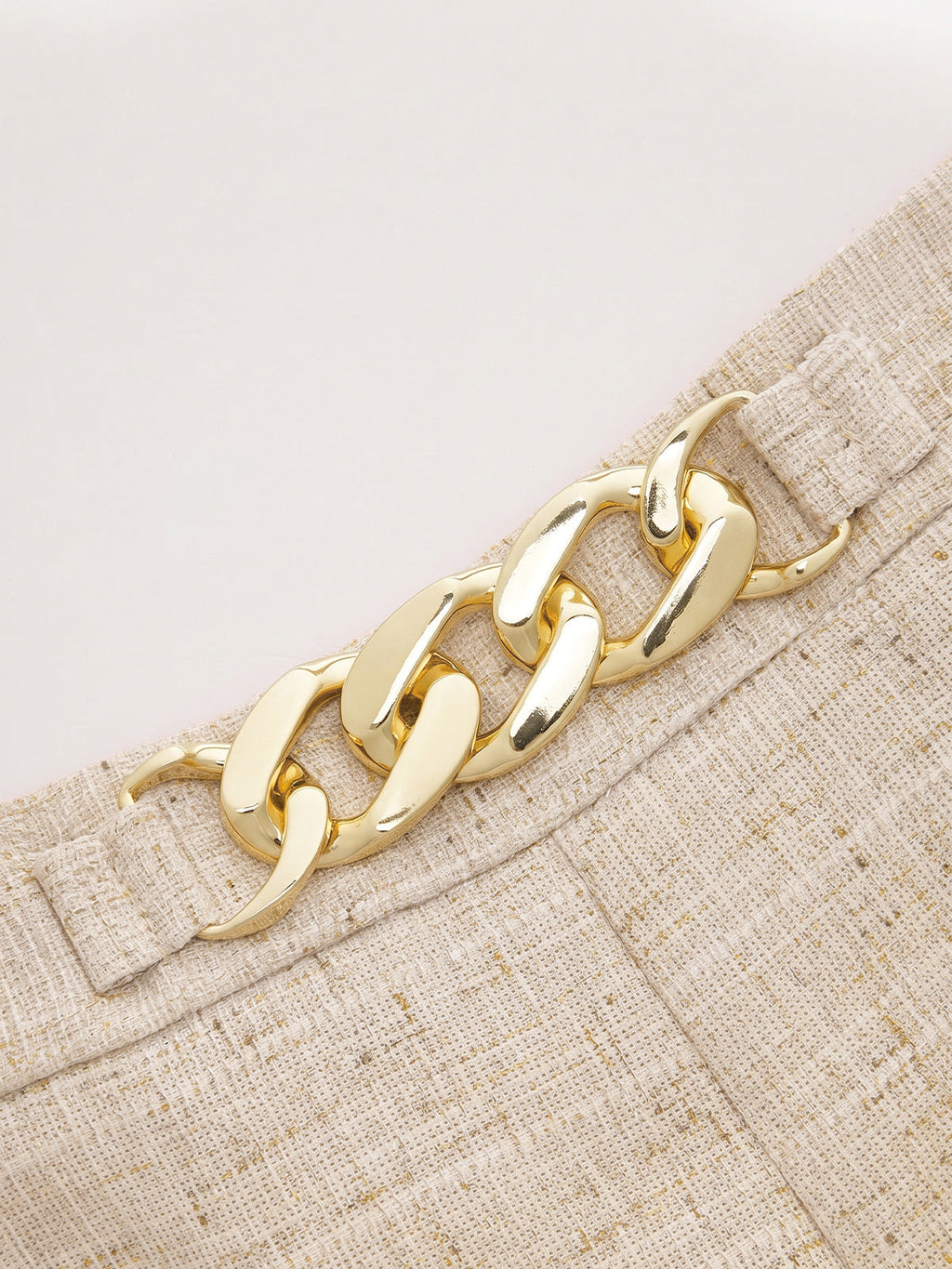 Chain Detail Texture Wide Leg Pants
