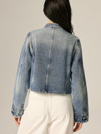 Napoleon Style Stand Collar Denim Jacket