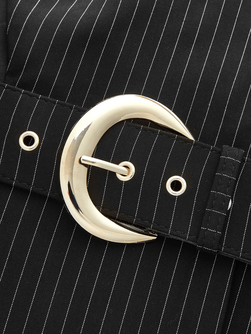 Stand Collar Pinstripe Belted Vest