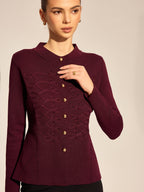 Napoleonic Frogging Cinched Knit Cardigan