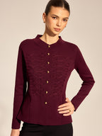 Napoleonic Frogging Cinched Knit Cardigan
