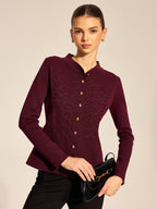 Napoleonic Frogging Cinched Knit Cardigan