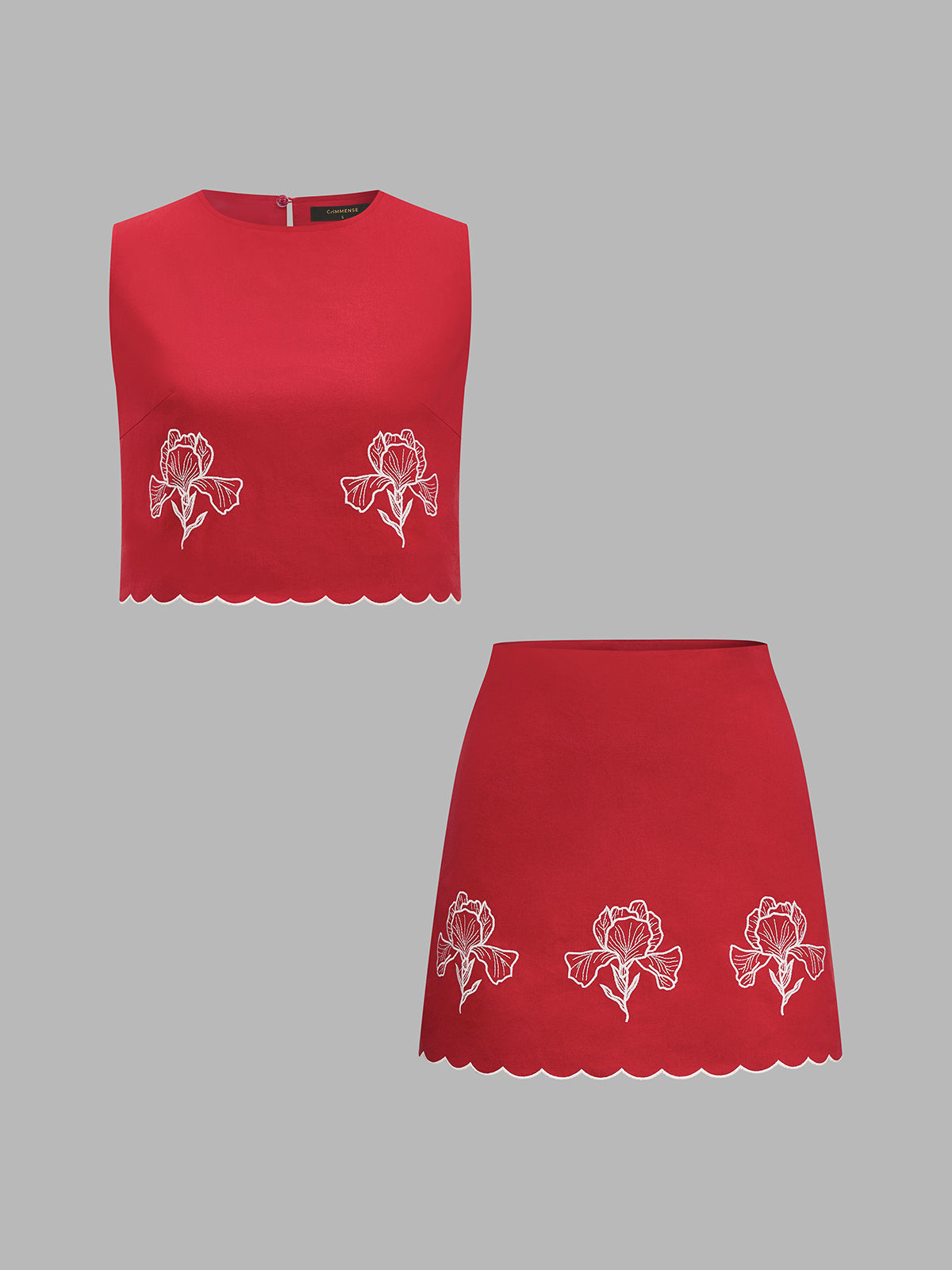 Embroidered Cotton Two Piece Skirt Set