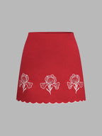 Embroidered Cotton Two Piece Skirt Set