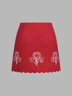Embroidered Cotton Two Piece Skirt Set