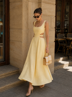Cotton Linen Cutout Maxi Dress
