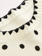 Polka Dot Wave Trim Knit Vest
