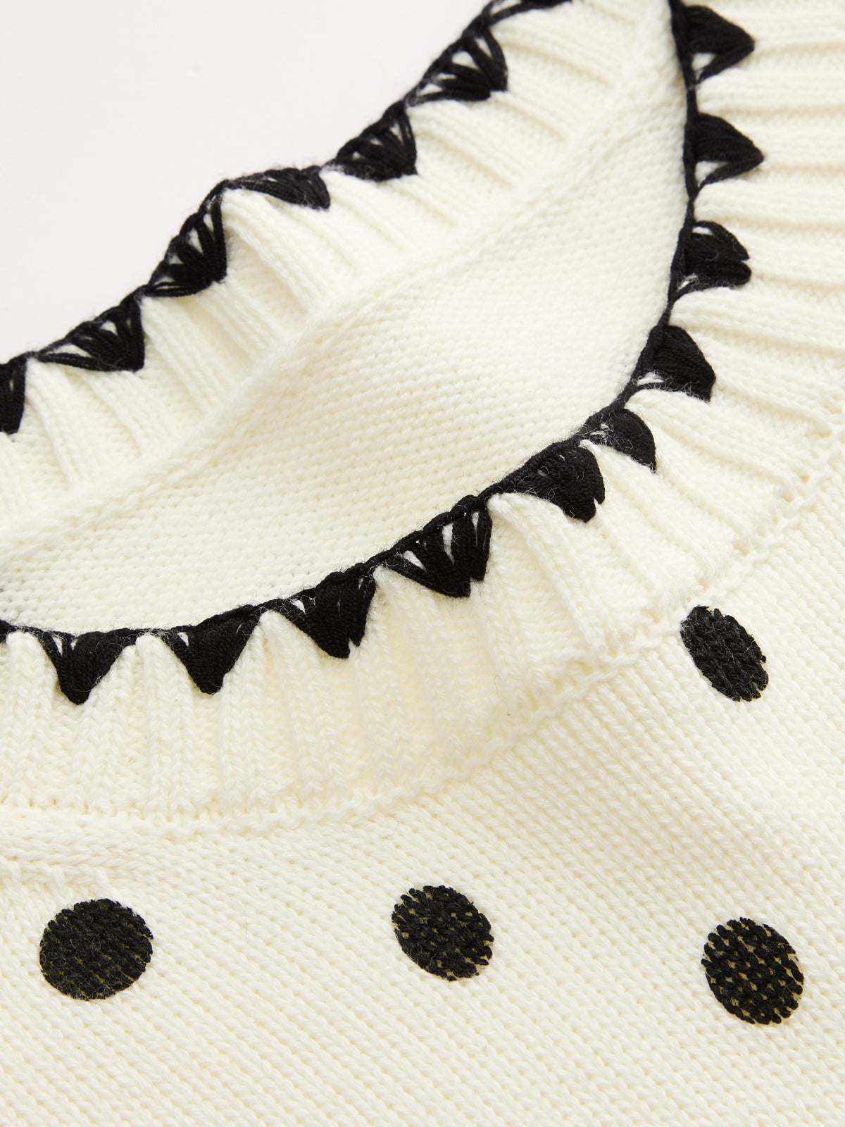 Polka Dot Wave Trim Knit Vest