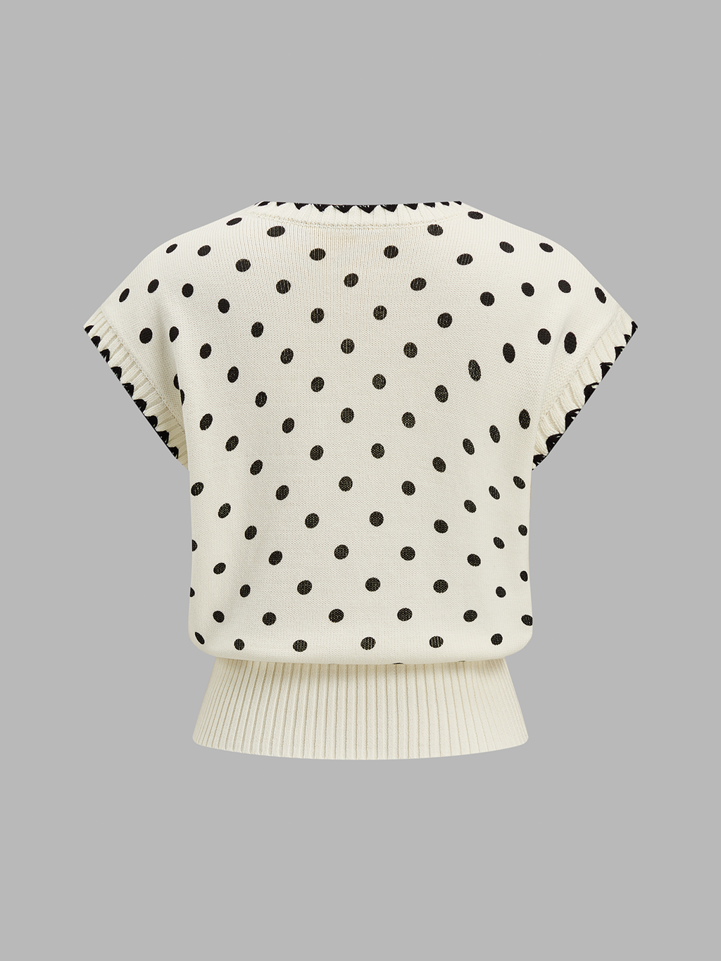 Polka Dot Wave Trim Knit Vest