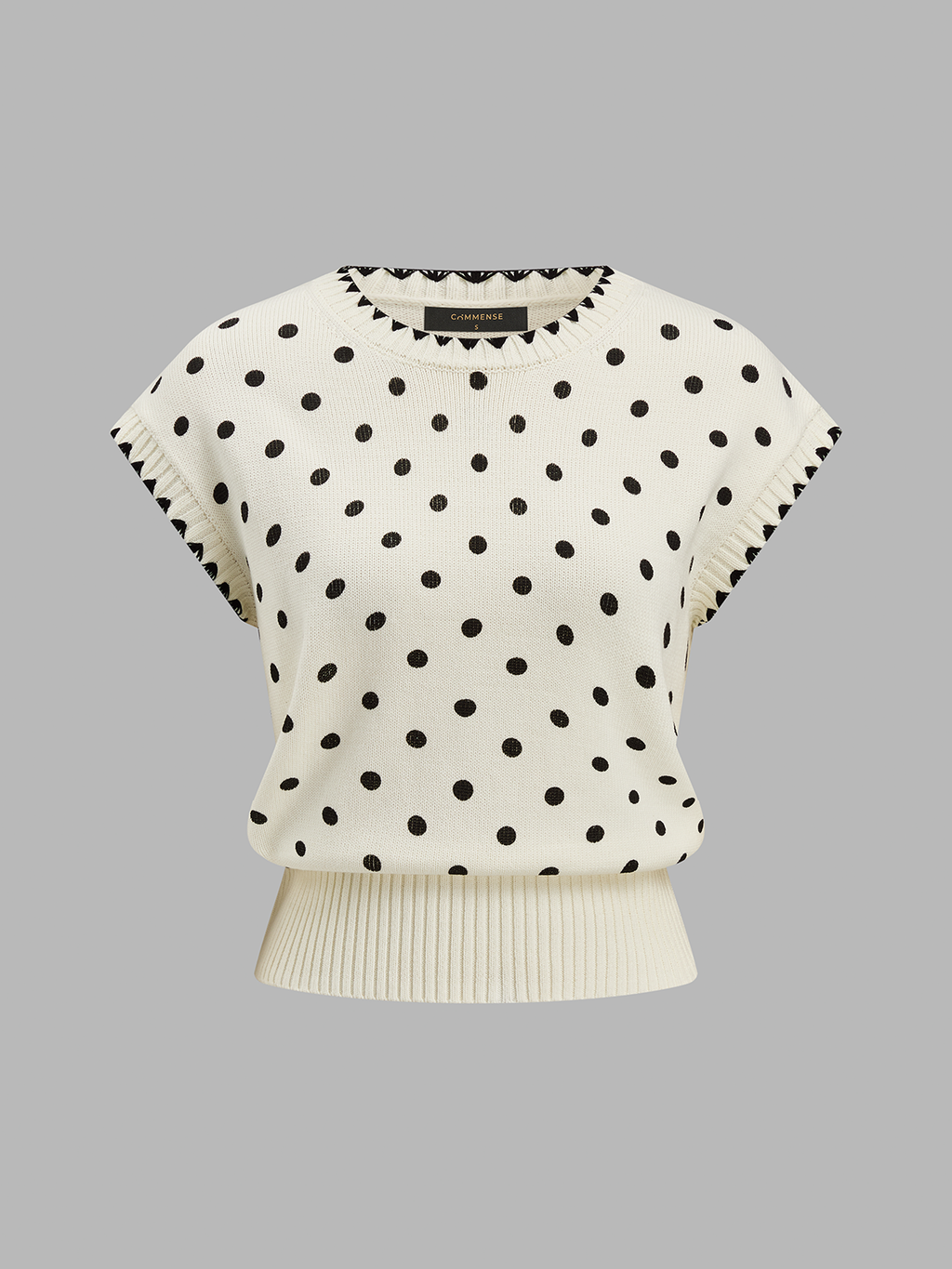 Polka Dot Wave Trim Knit Vest
