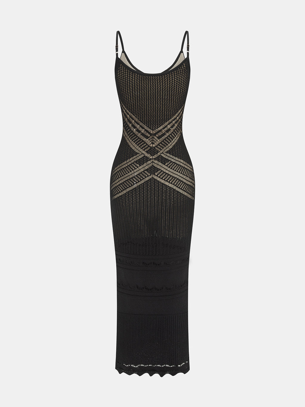 Crisscross Hollow Knit Slip Maxi Dress