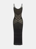 Crisscross Hollow Knit Slip Maxi Dress