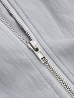 Zip Front Gathered Puff Sleeve PU Jacket